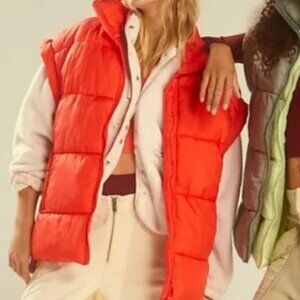 NWT Free People FP Movement In A Bubble Puffer Vest in Flame Size Small
